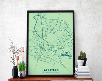 SALINAS California CA USA poster color Hometown City Print Modern Home Decor Office Decoration Wall Art Dorm Bedroom Gift