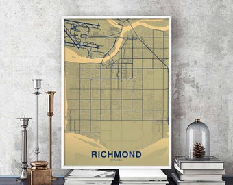 RICHMOND Canada map poster color Hometown City Print Modern Home Decor Office Decoration Wall Art Dorm Bedroom Gift