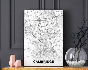 CAMBRIDGE Canada map poster Hometown City Print Modern Home Decor Office Decoration Wall Art Dorm Bedroom Gift