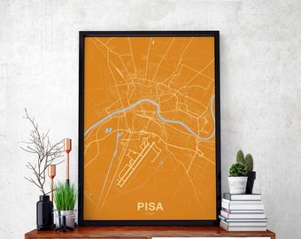PISA Italy map poster color Hometown City Print Modern Home Decor Office Decoration Wall Art Dorm Bedroom Gift