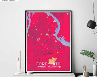 FORT SMITH Arkansas usa map poster black white Hometown City Print Modern Home Decor Office Decoration Wall Art Dorm Bedroom Gift