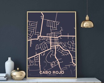CABO ROJO Puerto Rico PR us map poster color Hometown City Print Modern Home Decor Office Decoration Wall Art Dorm Bedroom Gift