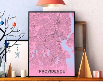 PROVIDENCE Rhode Island RI USA poster color Hometown City Print Modern Home Decor Office Decoration Wall Art Dorm Bedroom Gift