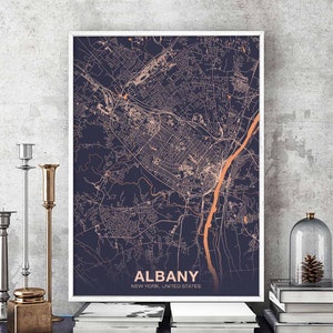 ALBANY New York NY USA poster color Hometown City Print Modern Home Decor Office Decoration Wall Art Dorm Bedroom Gift