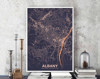 ALBANY New York NY USA poster color Hometown City Print Modern Home Decor Office Decoration Wall Art Dorm Bedroom Gift