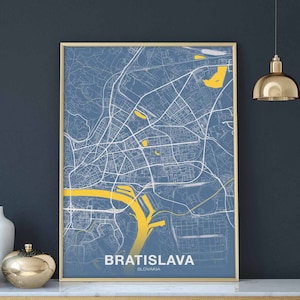BRATISLAVA slovaquie carte affiche couleur ville natale ville impression moderne décor à la maison bureau décoration mur art dortoir chambre cadeau