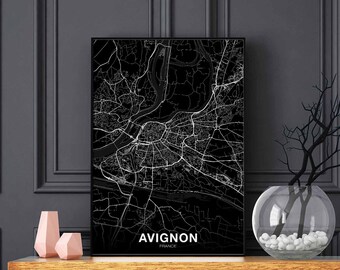 AVIGNON  France map poster black white Hometown City Print Modern Home Decor Office Decoration Wall Art Dorm Bedroom Gift