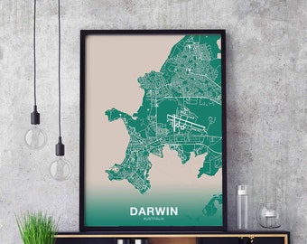 DARWIN Australia poster color Hometown City Print Modern Home Decor Office Decoration Wall Art Dorm Bedroom Gift