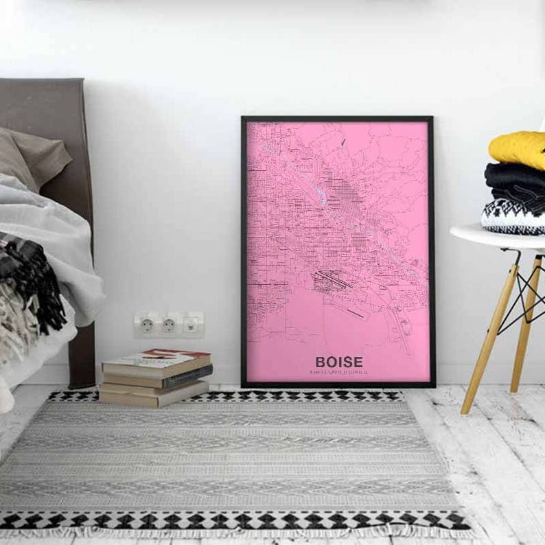 BOISE Idaho ID US Map Poster Color Hometown City Print Modern | Etsy