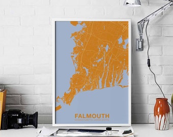 FALMOUTH Massachusetts MA USA map poster color Hometown City Print Modern Home Decor Office Decoration Wall Art Dorm Bedroom Gift