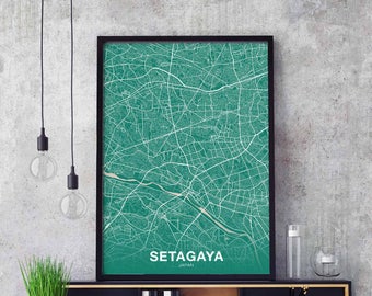 SETAGAYA Japan map poster color Hometown City Print Modern Home Decor Office Decoration Wall Art Dorm Bedroom Gift