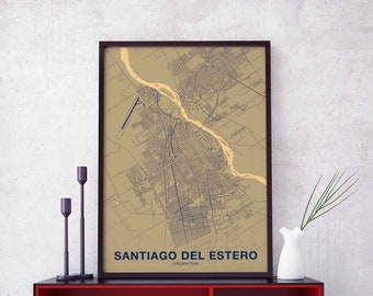 SANTIAGO DEL ESTERO Argentina map poster color Hometown City Print Modern Home Decor Office Decoration Wall Art Dorm Bedroom Gift art