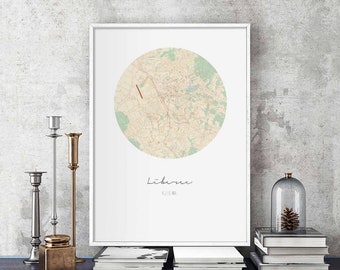 LIBEREC Czechia map poster wall decor design modern minimal nordic travel bedroom home art vintage retro dorm nursery housewarming