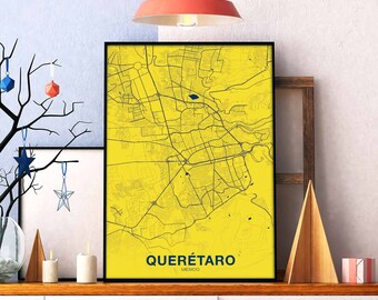 QUERETARO Mexico map poster color Hometown City Print Modern Home Decor Office Decoration Wall Art Dorm Bedroom Gift art