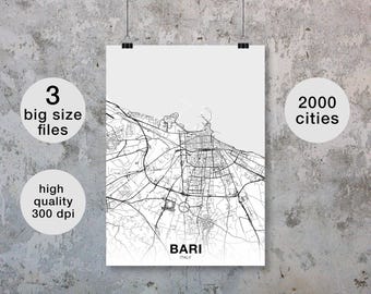 BARI Italy map poster Hometown City Print Modern Home Decor Office Decoration Wall Art Dorm Bedroom Gift