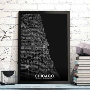 CHICAGO illinois usa karte Poster schwarz weiß Hometown City Druck Moderne Wohnkultur Büro Dekoration Wand Kunst Wohnheim Schlafzimmer Geschenk
