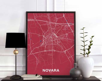 NOVARA Italy map poster color Hometown City Print Modern Home Decor Office Decoration Wall Art Dorm Bedroom Gift