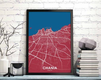 CHANIA Greece poster color Hometown City Print Modern Home Decor Office Decoration Wall Art Dorm Bedroom Gift