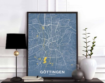 GOTTINGEN Germany map poster color Hometown City Print Modern Home Decor Office Decoration Wall Art Dorm Bedroom Gift