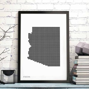ARIZONA US Poster Karte Plakat schwarz weiß Landkarte moderne Wand Kunst skandinavisch skandinavisch Wohnung Dekor Karte