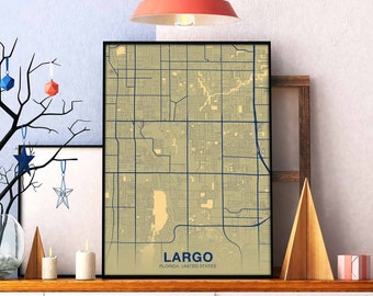 LARGO Florida FL USA poster color Hometown City Print Modern Home Decor Office Decoration Wall Art Dorm Bedroom Gift