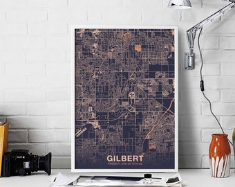 GILBERT Arizona AZ USA poster color Hometown City Print Modern Home Decor Office Decoration Wall Art Dorm Bedroom Gift