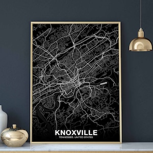 KNOXVILLE Tennessee TN USA map poster black white Hometown City Print Modern Home Decor Office Decoration Wall Art Dorm Bedroom Gift