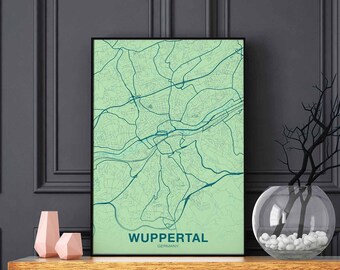 WUPPERETAL  Germany map poster color Hometown City Print Modern Home Decor Office Decoration Wall Art Dorm Bedroom Gift