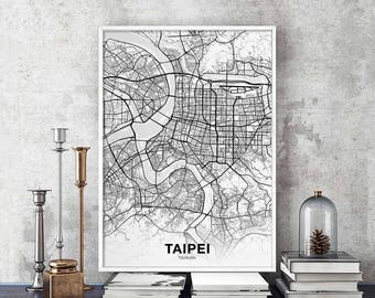 TAIPEI Taiwan map poster Hometown City Print Modern Home Decor Office Decoration Wall Art Dorm Bedroom Gift