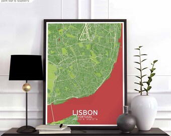 LISBON Portugal map poster black white Hometown City Print Modern Home Decor Office Decoration Wall Art Dorm Bedroom Gift