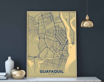 GUAYAQUIL Ecuador poster color Hometown City Print Modern Home Decor Office Decoration Wall Art Dorm Bedroom Gift
