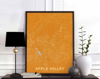 APPLE VALLEY California CA us map poster color Hometown City Print Modern Home Decor Office Decoration Wall Art Dorm Bedroom Gift