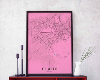 EL ALTO Bolivia  poster color Hometown City Print Modern Home Decor Office Decoration Wall Art Dorm Bedroom Gift