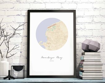 MONTEGO BAY Jamaica map poster wall decor design modern minimal nordic travel bedroom home art vintage retro dorm nursery housewarming