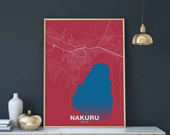 NAKURU Kenia Karte Poster Farbe Hometown City Print Modern Home Decor Büro Dekoration Wand Kunst Schlafsaal Schlafzimmer Geschenk Kunst