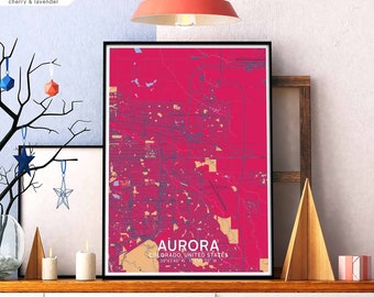 AURORA Colorado USA map poster black white Hometown City Print Modern Home Decor Office Decoration Wall Art Dorm Bedroom Gift
