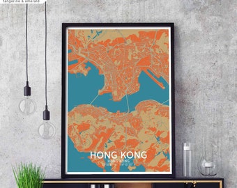 HONG KONG map poster black white Hometown City Print Modern Home Decor Office Decoration Wall Art Dorm Bedroom Gift