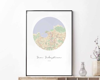 SAN SEBASTIAN Spain map poster wall decor design modern minimal nordic travel bedroom home art vintage retro dorm nursery housewarming