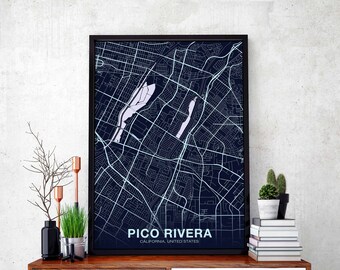 PICO RIVERA California CA usa poster color Hometown City Print Modern Home Decor Office Decoration Wall Art Dorm Bedroom Gift