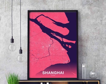 SHANGHAI China poster color Hometown City Print Modern Home Decor Office Decoration Wall Art Dorm Bedroom Gift
