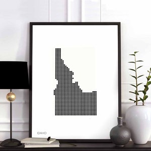 IDAHO USA Landkarte Plakat schwarz weiss Landkarte moderne Kunst Wandkunst Geschenk Wandkunst skandinavisch elegant elegant Unikat