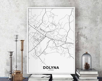 DOLYNA Ukraine map poster black white Hometown City Print Modern Home Decor Office Decoration Wall Art Dorm Bedroom Gift