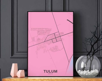 TULUM Mexico map poster color Hometown City Print Modern Home Decor Office Decoration Wall Art Dorm Bedroom Gift art