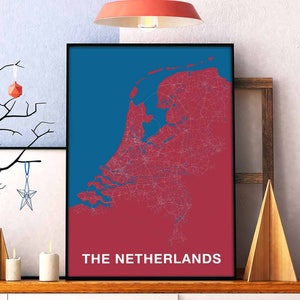 NEDERLAND kaart poster kleur Woonplaats Stad Print Modern Home Decor Kantoor Decoratie Wall Art Slaapzaal Slaapkamer Cadeau