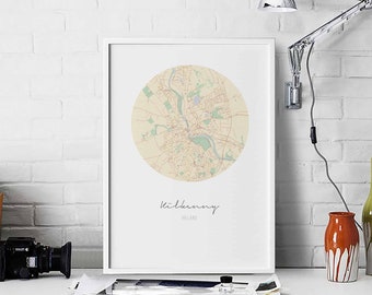 KILKENNY Ireland map poster wall decor design modern minimal nordic travel bedroom home art vintage retro dorm nursery housewarming