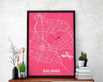 SALINAS California CA USA poster color Hometown City Print Modern Home Decor Office Decoration Wall Art Dorm Bedroom Gift