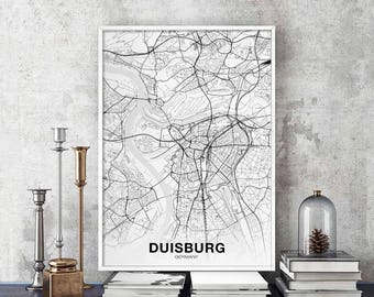DUISBURG Germany map poster Hometown City Print Modern Home Decor Office Decoration Wall Art Dorm Bedroom Gift