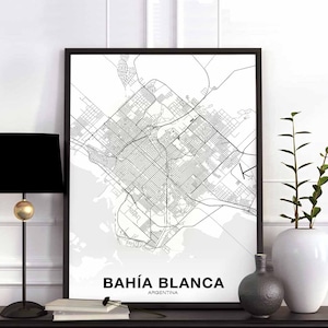 BAHIA BLANCA Argentinien Karte Poster Heimatstadt Stadt Druck Modernes Wohndekor Büro Dekoration Wand Kunst Wohnheim Schlafzimmer Geschenk