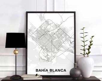 BAHIA BLANCA Argentina map poster Hometown City Print Modern Home Decor Office Decoration Wall Art Dorm Bedroom Gift