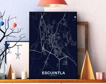 ESCUINTLA Guatemala map poster color Hometown City Print Modern Home Decor Office Decoration Wall Art Dorm Bedroom Gift